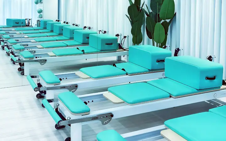 Tiffany-blue reformers at SG Pilates Kembangan